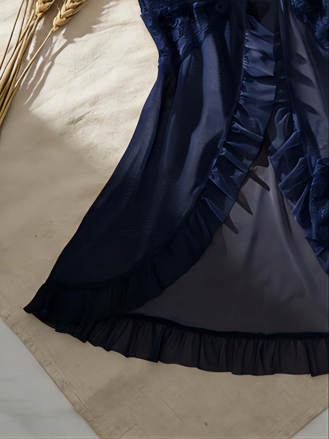 Conjunto de dos piezas sexy para mujer con hebilla frontal - Vestido de encaje francés de muñeca + Pantalón de tirantes de malla para estar en casa - Imagen 8