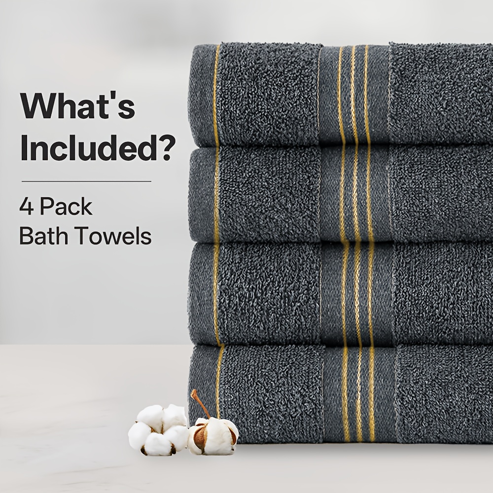 TEMU 4pcs Oversized Cotton Bathroom Towel Set, 28 X 55 Inch Soft Shower Towels, Absorbent Lightweight Fast Dry Towels For Adults, Home, Hotel, Spa,