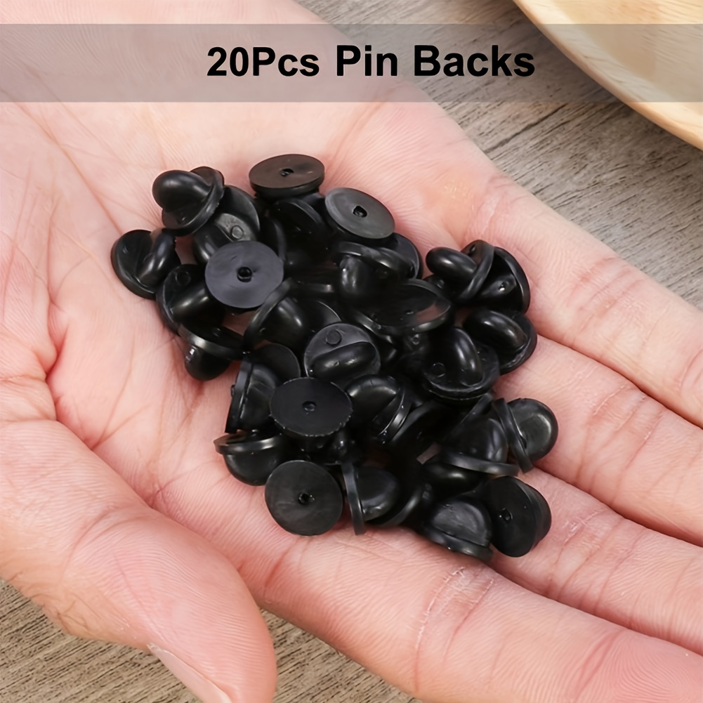 TEMU 20pcs Broches en Silicone Noir - Accessoires de Bijoux pour Badges Uniformes, Adhésif Confortable & Support de Broche pour Col de Cravate, Fixez