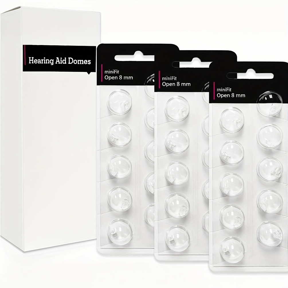 TEMU 3packs/ 30pcs Hearing Aid Domes Accessories For Replacements, (open 8mm) Domes, Universal Domes For Hearing Aid Supplies Kits