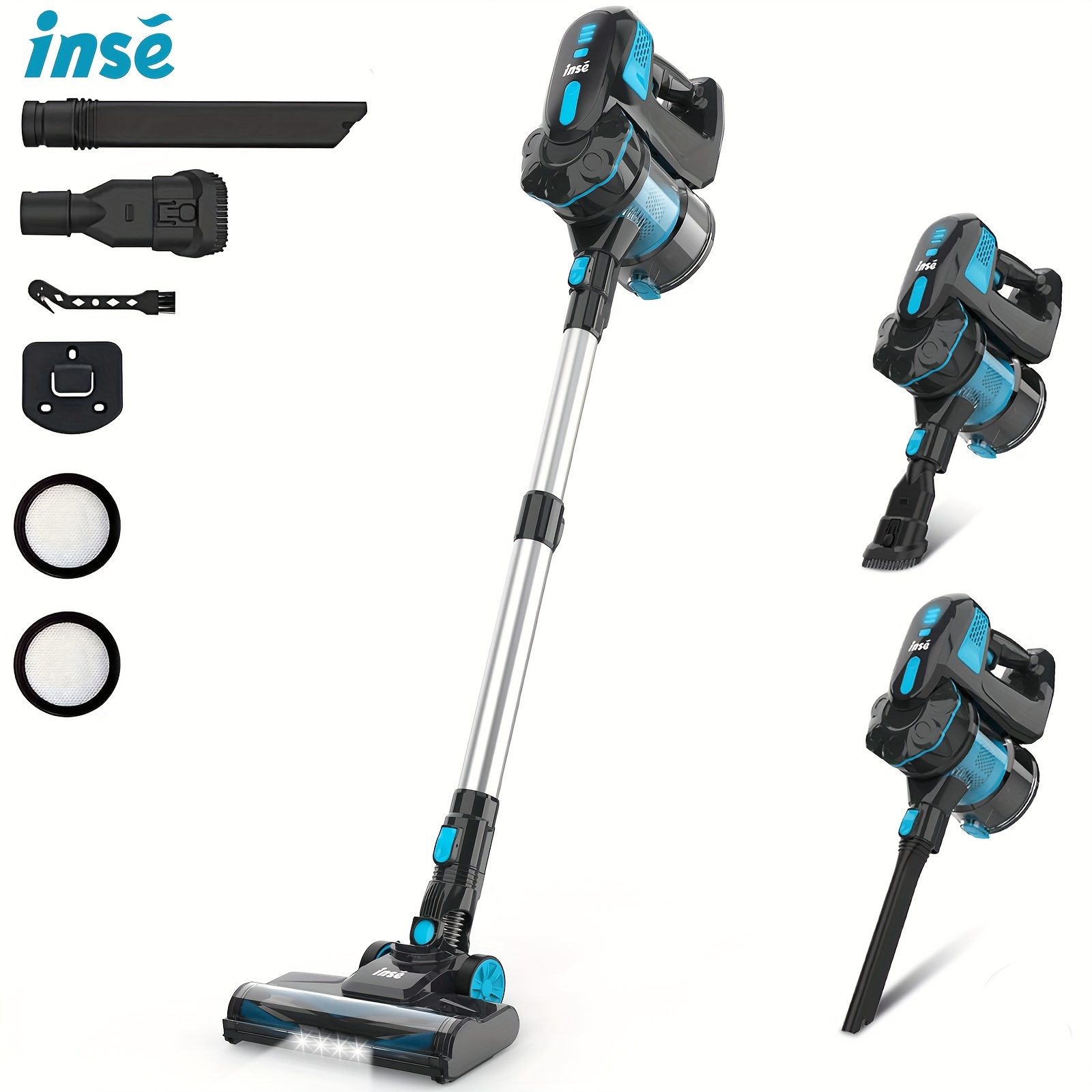 INSE Cordless Vacuum Cleaner, 6-in-1 Rechargeable Stick Vacuum, 45mins Runtime, Lightweight 2200mAh Battery Vacuum, Ultra-Quiet, Multifunctional Vacuum Cleaner for Home Pet Hair Hard Floor Car-V770