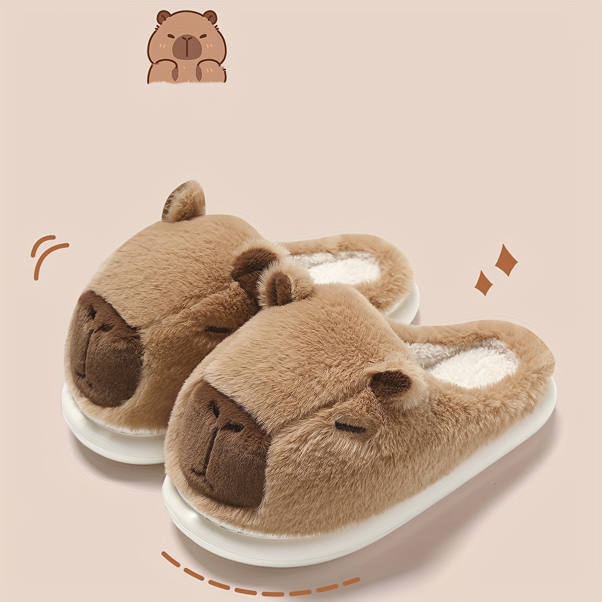 Attrezzo Sloffen Capybara Pantoffels Capibara Taupe