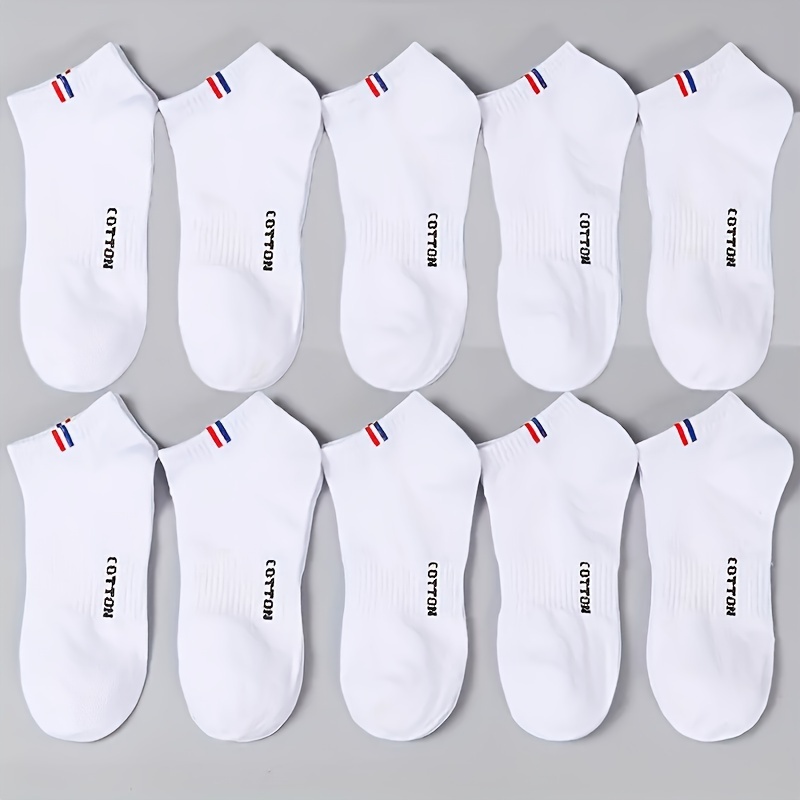 Image of 10 Pairs Women's Short Socks, Thin, Breathable, Sweat-absorbing, Comfortable Athletic Ankle Socks
