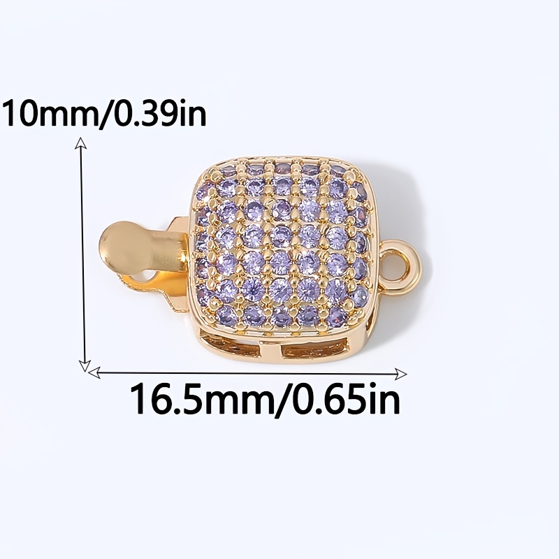TEMU 1pc 18K Or Plaqué sur Laiton avec Fermoirs de Sécurité à Insertion de , Connecteurs de Bijoux Améthyste Violet de Goutte/Oval, Ajouts pour la