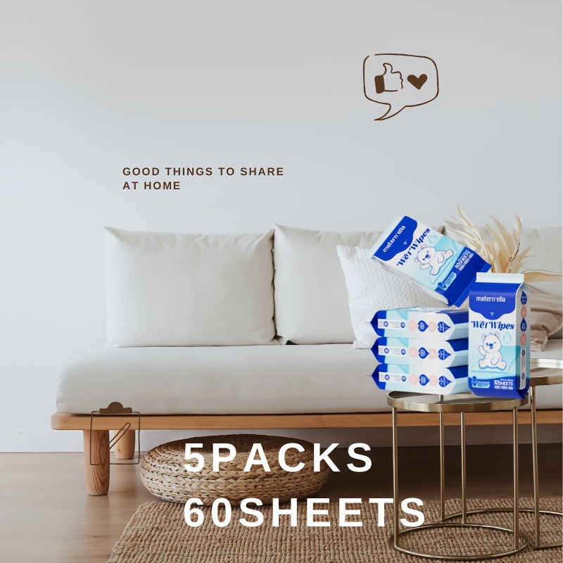 TEMU Matern'ella Wipes 8-pack/ 640 Wipes, 99% Water, Calendula & Aloe, Texture For , Lid Wipes