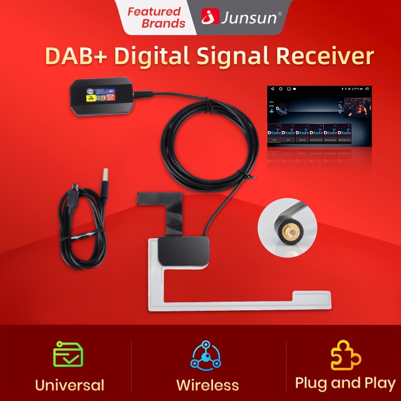 TEMU Junsun Usb Dab  Tuner Receiver Box With Antenna Adapter For Car Radio Multimedia Stereo, Without Battery