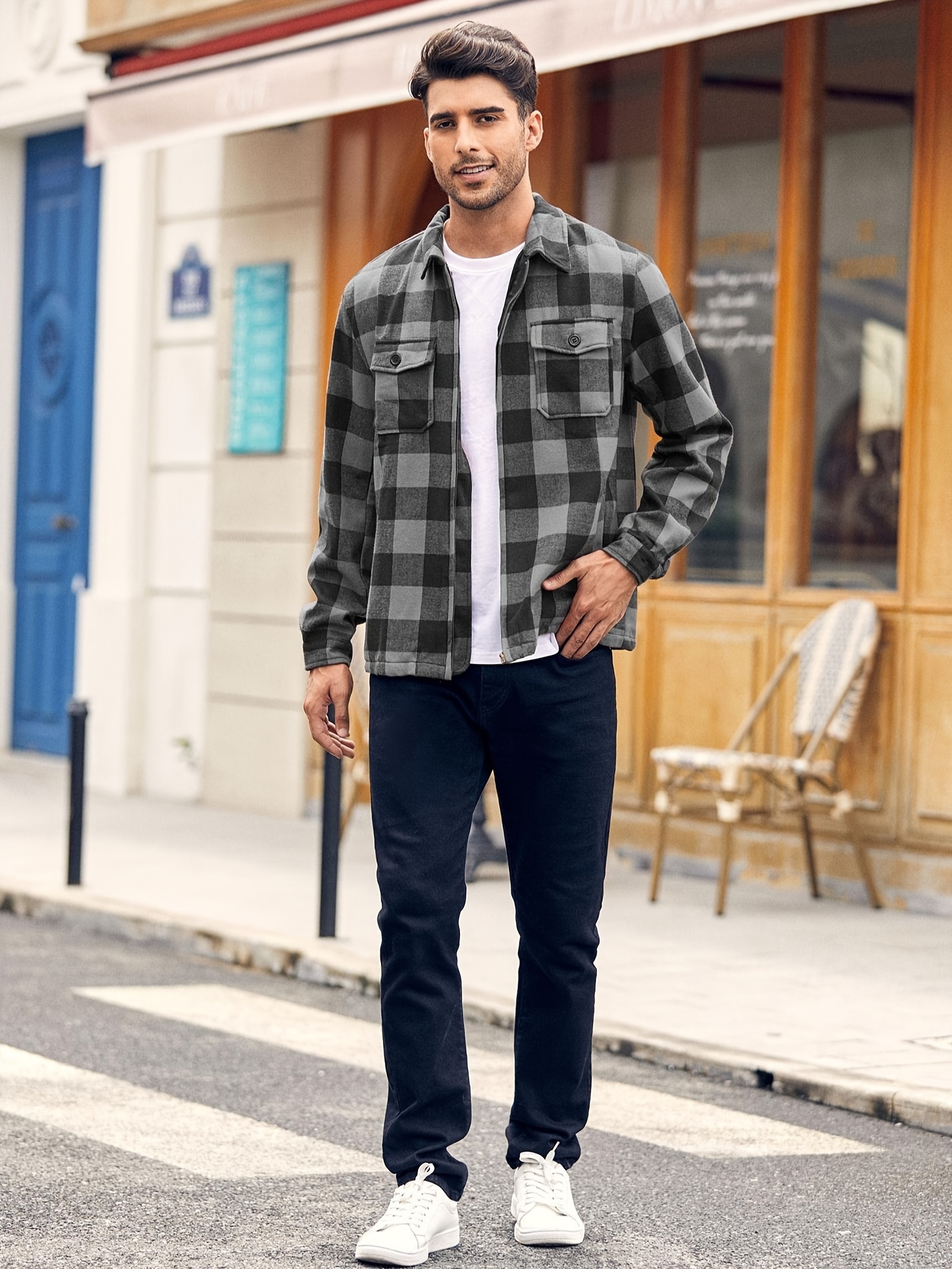 Thermal Lined Zip Up Flannel Shirt BLACK Supreme Thermal Lined Zip