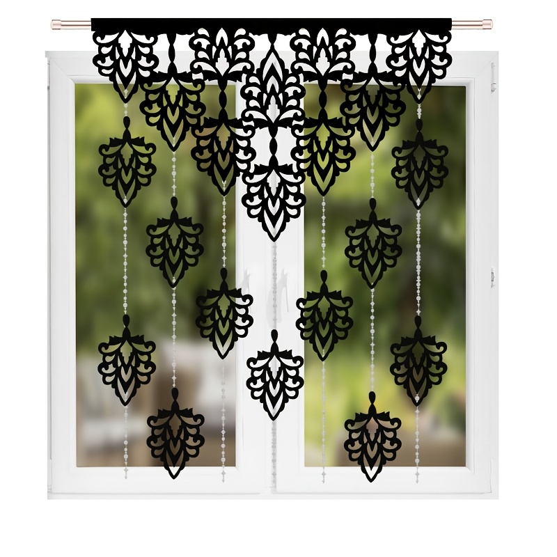 Bohemian Chic Heart-shaped Sheer Curtain Panel - Machine Washable, Rod For Living Room Decor, Transparent Polyester Fabric, Perfect For
