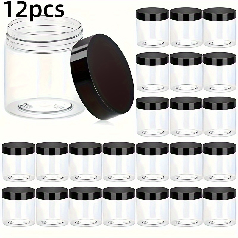 TEMU 12-pack 4oz Plastic Jars With , Refillable Containers For Lotions, Creams, Salves, Body , Cosmetics, Beads, Samples, Travel Storage - -free,