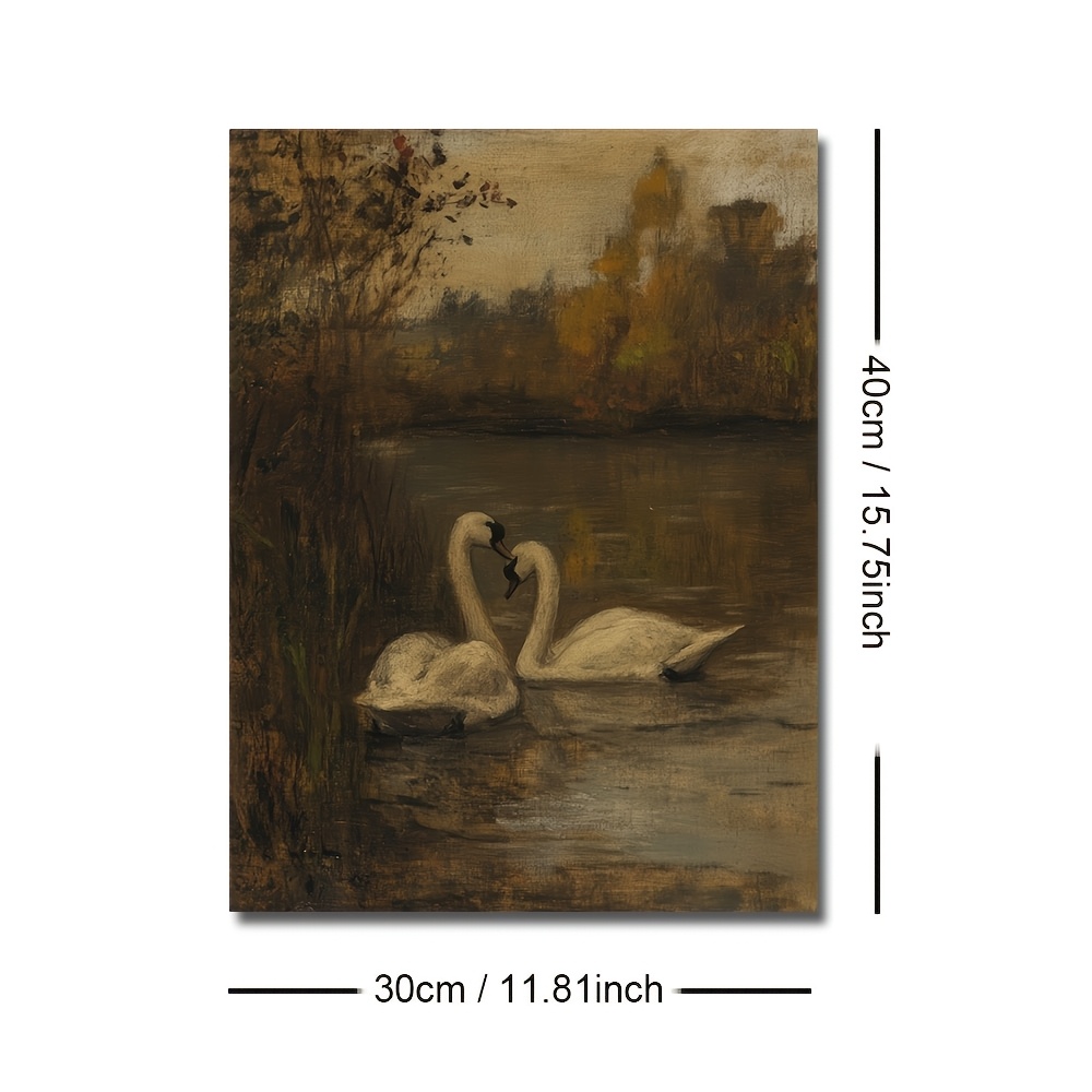 TEMU 2d Flat, 2d Flat, 2d Flat 1pc Unframed Vintage Couples Swan Rustic Canvas Poster Valentine Wall Art Print Minimalist Dark Farmhouse Decor Retro