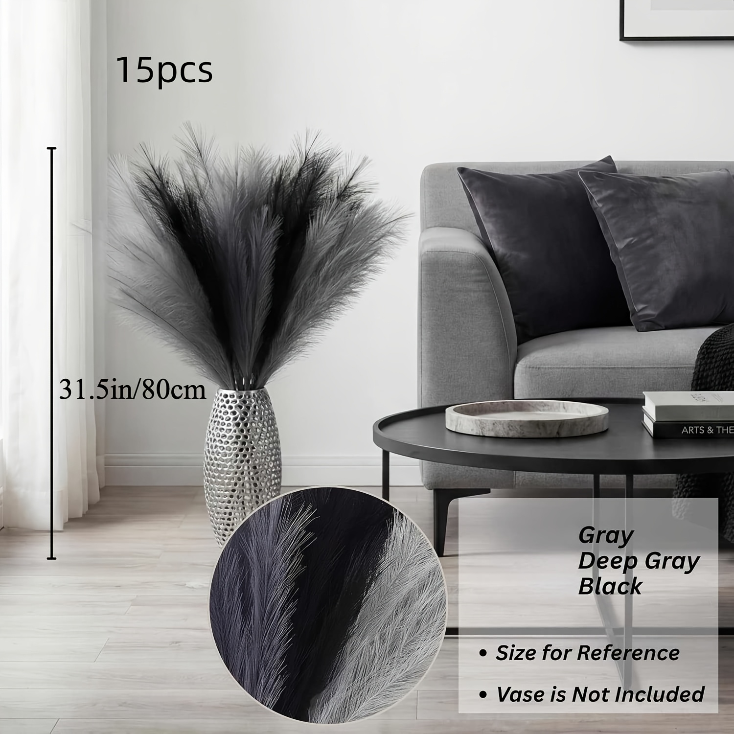 TEMU 31.5In/80Cm 15 pezzi (30 ) Grandi Rami di di Artificiale | Fiori di Finti Soffice e Densi, Realistici, Alti di Piante di Finti, per Riempimento