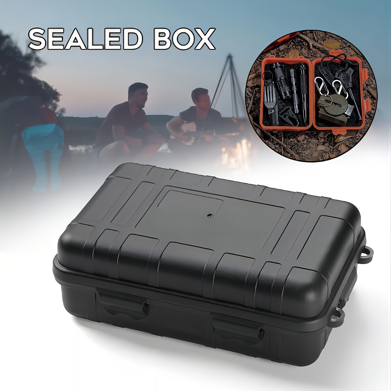 

1pc 1050ml Black Waterproof Shockproof Outdoor Storage Box Field Survival Tool Storage Case For Hunting, Hiking, Camping, Fishing, Swimming, Outdoor Survival, Etc.