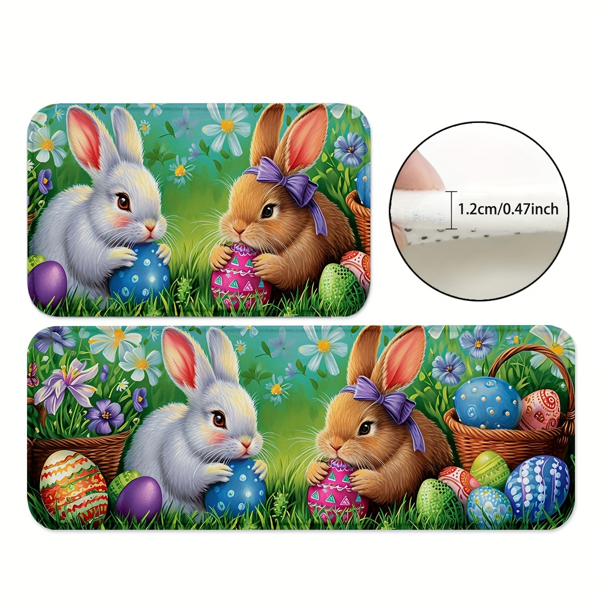 

1/2pcs Multicolored Eggs Print Kitchen Mats, Anti-skid Entrance Pads, Anti-skid Patio Runner Rugs, Throw Carpets For Home Office Sink Spring Decor Easter Hotel Indoors Hotel Outdoors