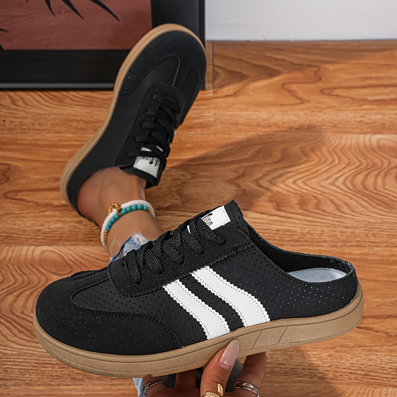 TEMU Nouveaux mules de printemps pour femme en respirante, chaussures talon à de couleur, chaussures de transport polyvalentes pour femme, chaussures