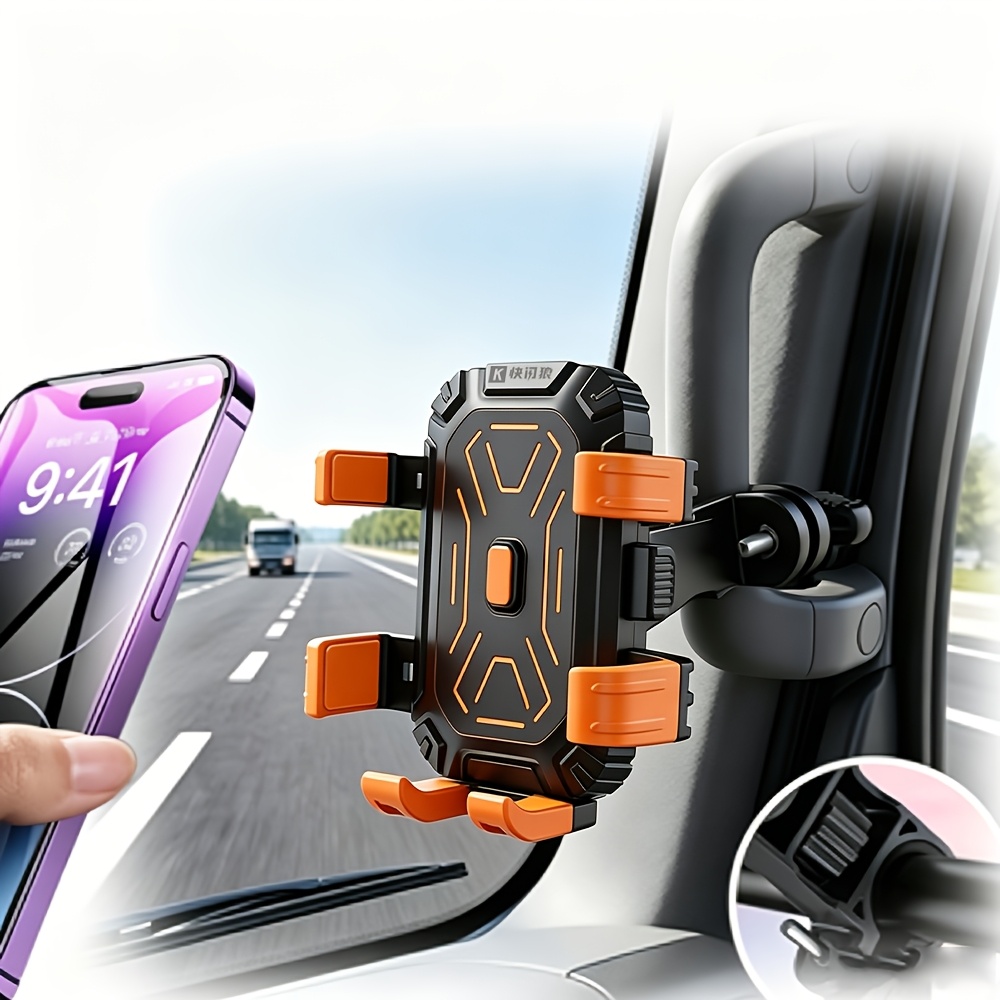 TEMU Flash Wolf Car Phone Holder Compatible For Iphone &, Adjustable Rotatable Anti-vibration Sturdy Suitable For Excavator, Loader, Forklift, Truck,