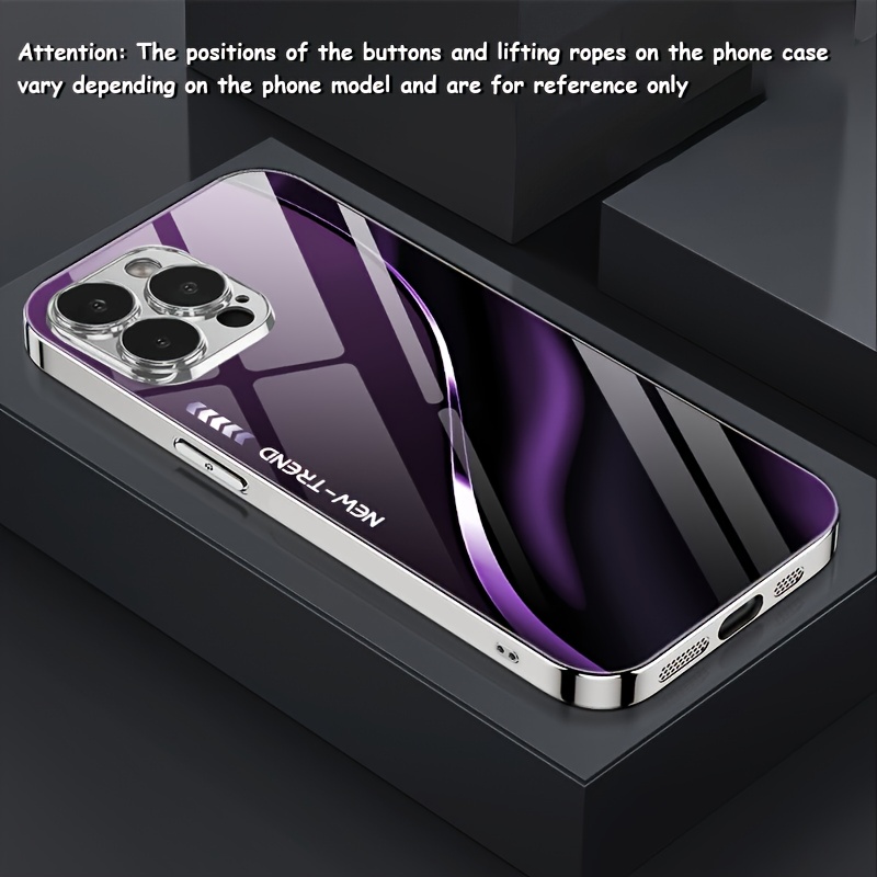 TEMU Phone Case - White-collar High-end New Electroplated Tempered Glass Phone Case, Suitable For Iphone 17, 17air, 17pro, 17promax, 16, 16plus,
