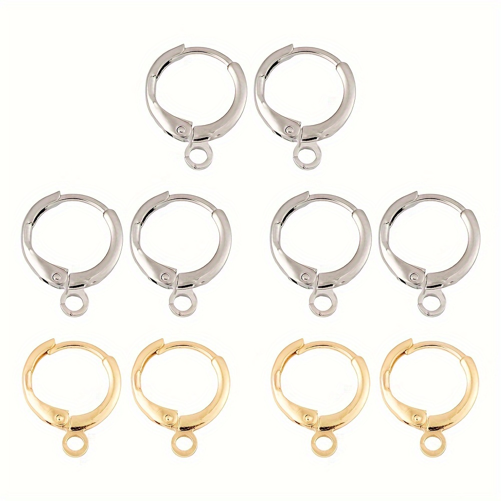 

5 Pairs Real 18k Gold Plated/real Platinum Plated Brass Hoop Earring Findings With Horizontal Loops & Nickel Free 14.7x11.7x2mm Hole: 1.8mm