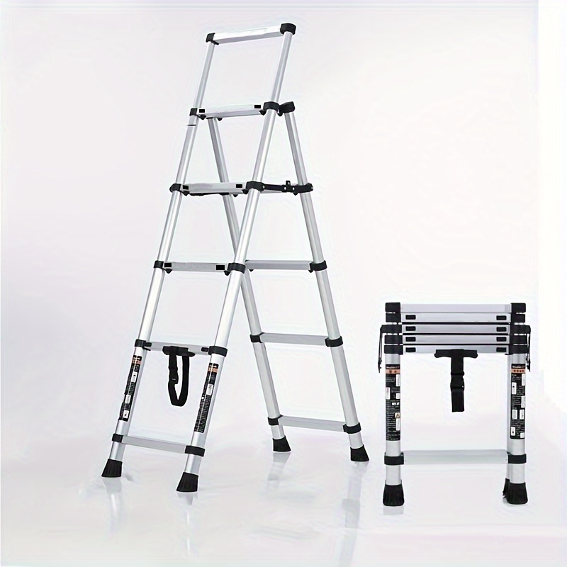 

1pc Versatile Ladder For Home Use, With Adjustable Height And Foldable Design, Made Of Aluminum Alloy For Engineering Purposes, Suitable For Climbing And Ascending