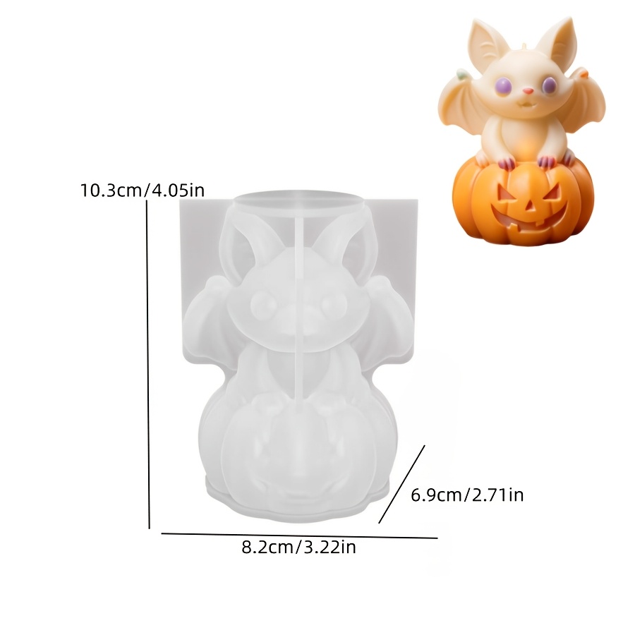 TEMU Stampo in argilla, Stampo per candele in gesso per aromaterapia a forma di zucca e pipistrello, Stampo in silicone per ornamenti decorativi di