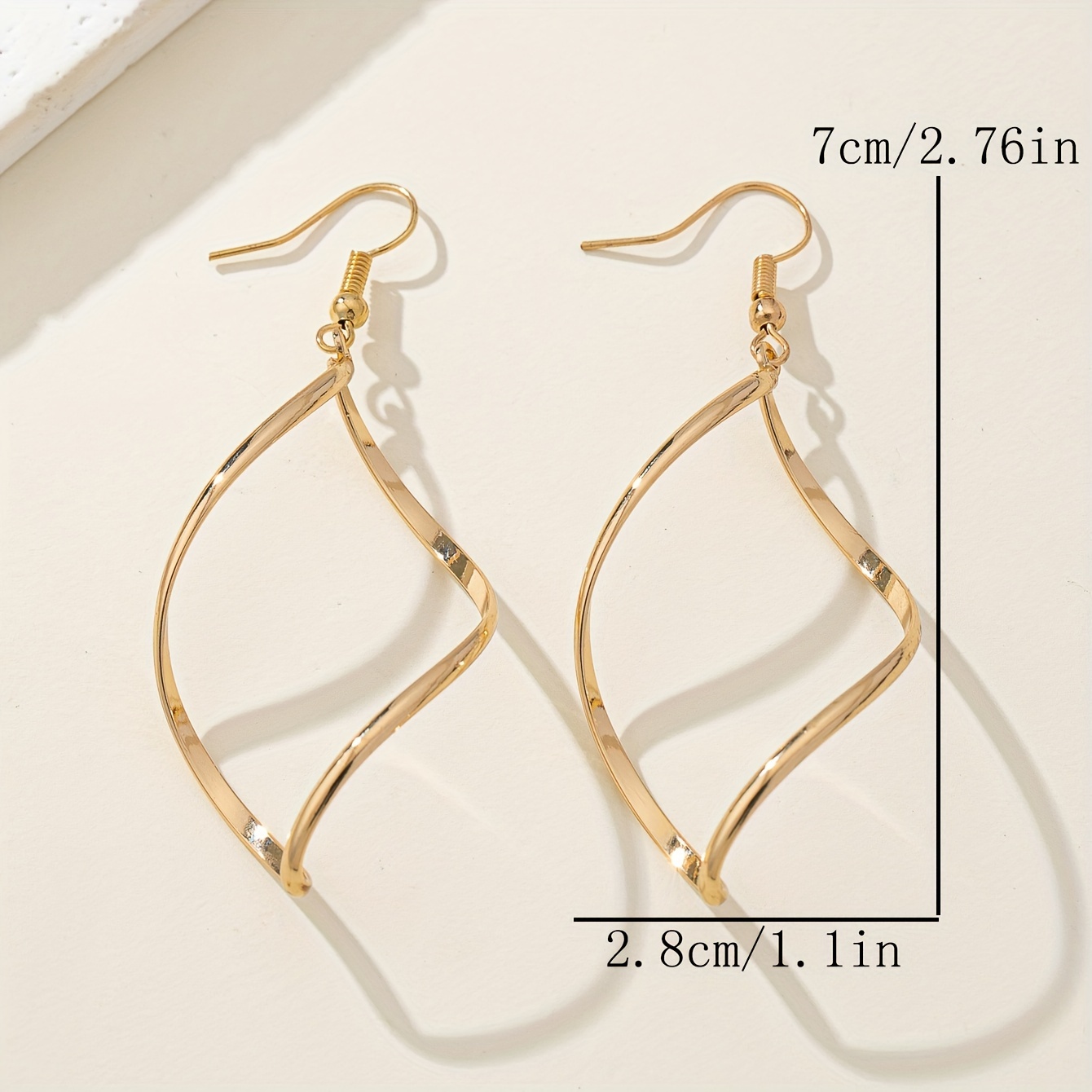 Vintage Waveform Metal Earrings, Hollow Design