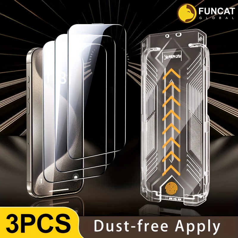 

Screen Protector[3pcs] -dust-free Applicator (reusable Esay Installation) 4k . Headset Covered, Fully Protection, -proof, Electroplated Layer, Tempered Glass