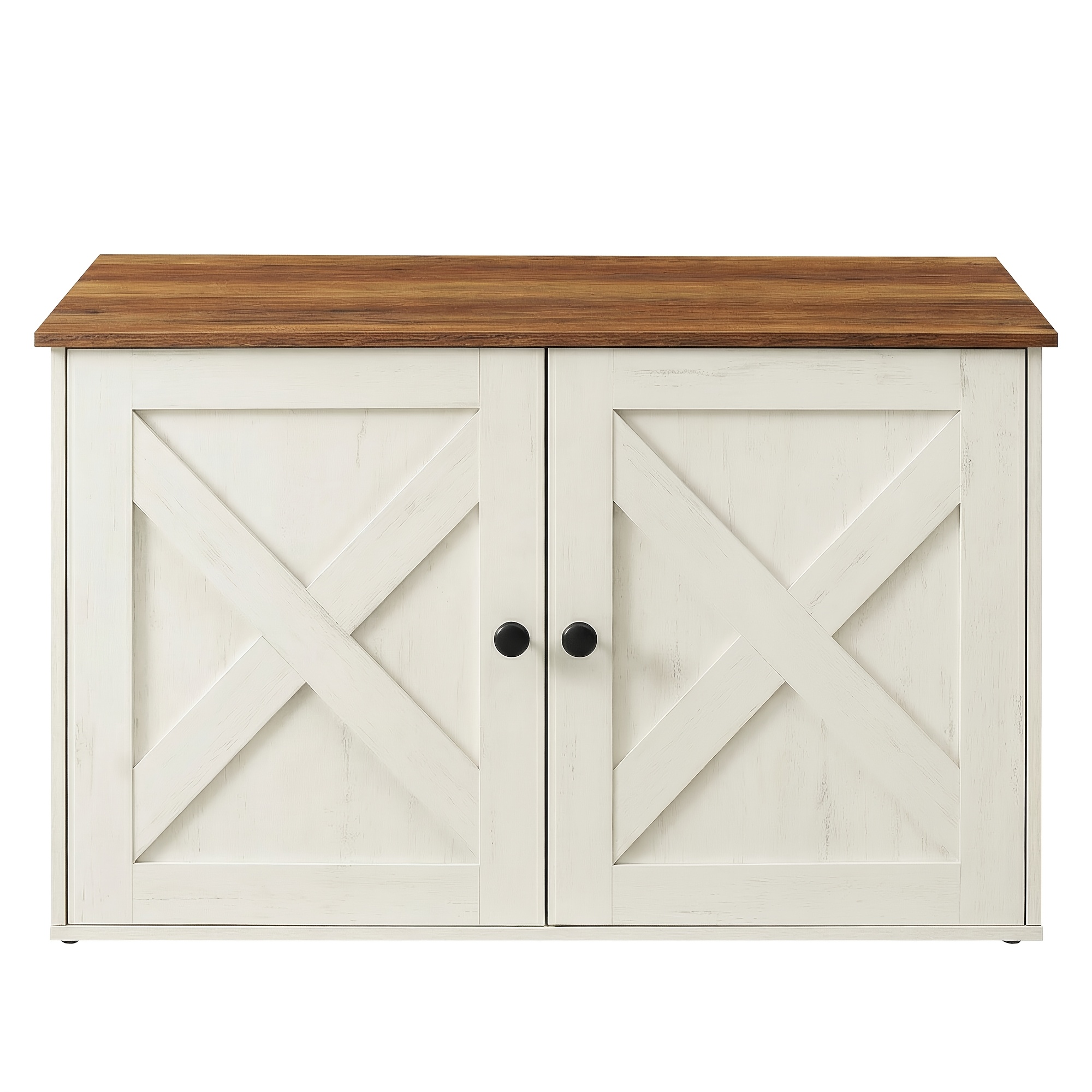 TEMU Parc pour chat, armoire dissimulée de style ferme avec séparateur amovible, 80 X 53 X 50 cm, Blanc, , Marron, Marron et Blanc