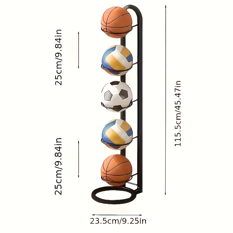 TEMU 1 -Border 3/4/5-laags Basketbal Opbergrek, Draagbare Buiten Balhouder - Geschikt voor basketballs, voetballen en volleyballs | Metalen