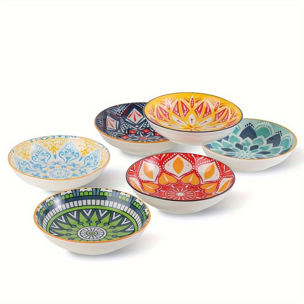 

Small Bowls - Ice Cream Dessert Bowl 8.5 Oz - Ceramic Bowl Set Of 6 - Colorful Shallow Bowl For Side Dish | Snack | Appetizer - Microwave And Dishwasher Safe - 5.5 X 1.3 Inches