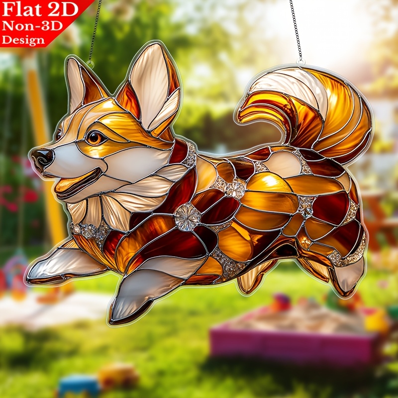 

1pc, Corgi Shaped Acrylic Suncatcher, 11.8" X 9.7" 2d Flat Design, Animal Theme Plastic Hanging Decor, Ideal For Birthday & , Ornament For Living Room, Office, Entryway