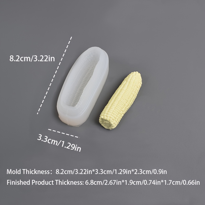 TEMU Piccolo stampo in silicone a forma di mais, utilizzabile per gesso, argilla, cera, candele, resina e materiali, riutilizzabile, facile da pulire