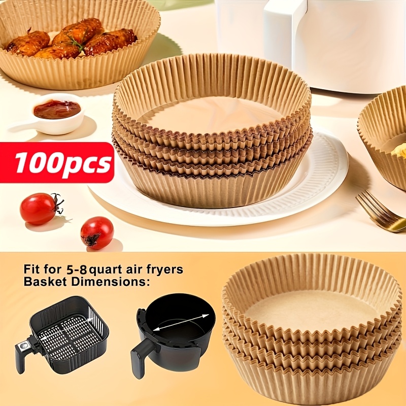 TEMU Forros antiadherentes para freidora de aire de 100/200 piezas - Hojas de papel marrón para hornear, asar y microondas - , cocina más , perfectos