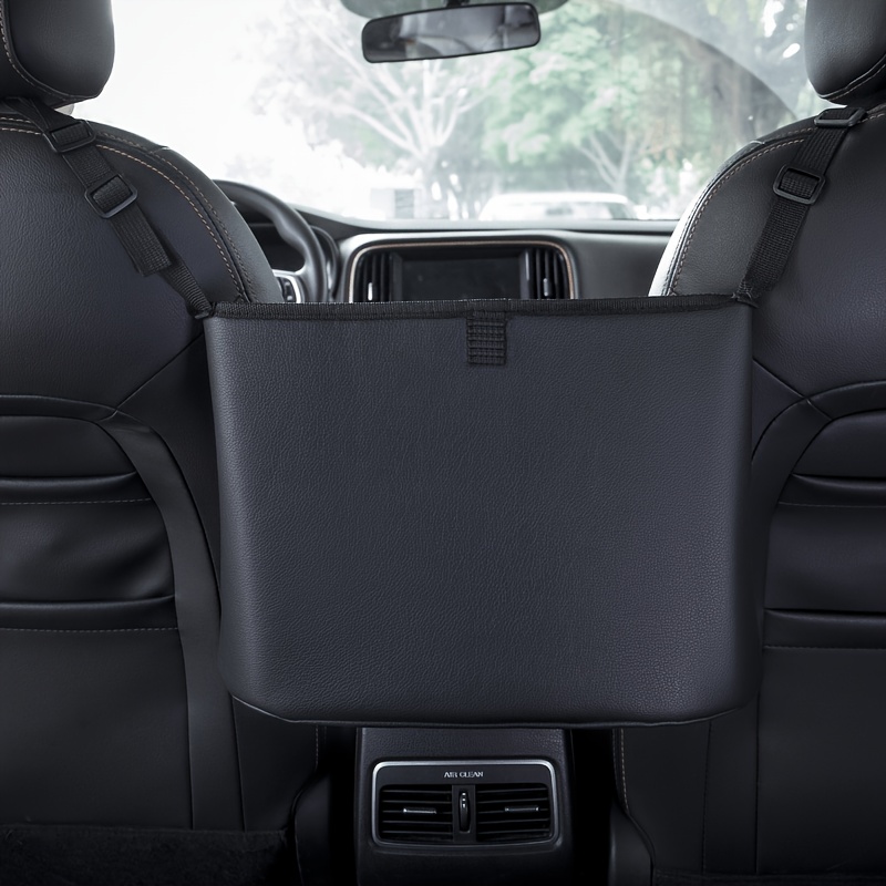 TEMU Durable Leather Car Seat Storage Bag With Cup Holder, Side Pockets, And Front Storage Space, Suitable For Sedans, Suvs, And Trucks. Features