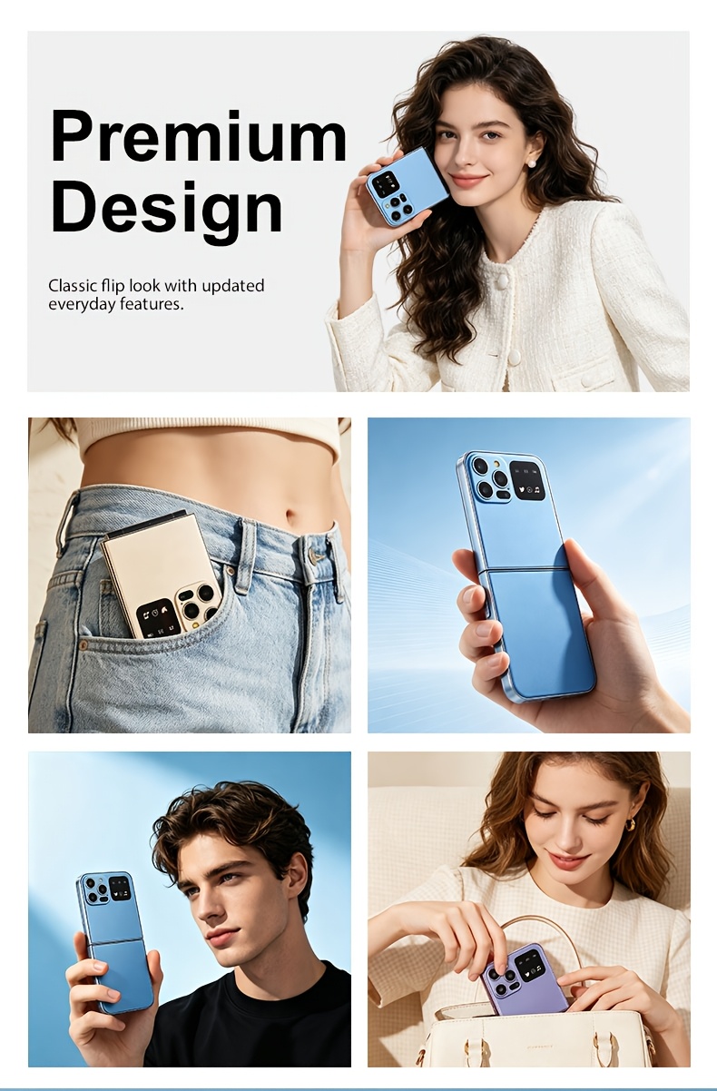 Innovative Feature Phone, Lightweight Phone, Easy Functionality, Trendy Style, Basic Calling/Messaging/Chatting/Social/Photography, Long Standby Time, 2G Network, Multilingual Support, Foldable Design, Convenient Storage, Multifunctional Buttons