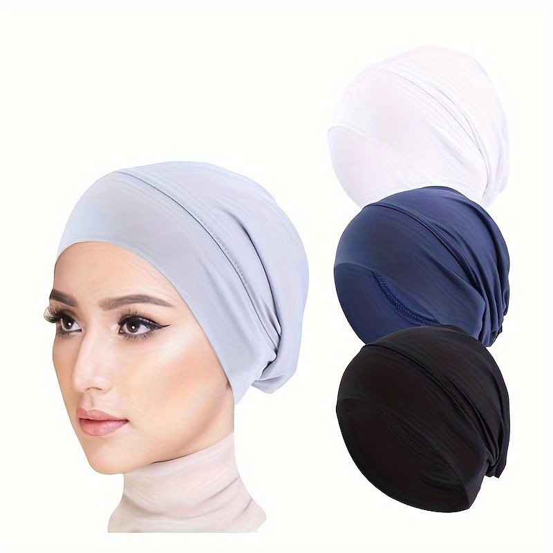 2pcs 3pcs elastic muslim tube undercaps basic monochrome base caps elastic inner caps for hair loss Product details 1