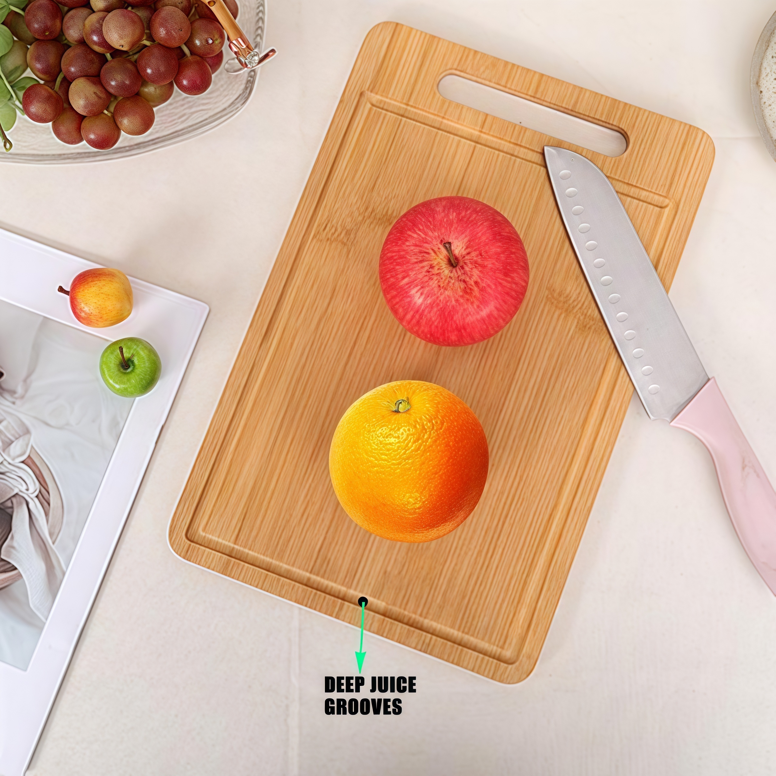 3/1pc Extra Large Kitchen Bamboo Cutting Board Set, Heavy Duty Cutting Board With Juice Grooves, Bamboo Cutting Board Set For Meat, Vegetables, Fruits. Gift For Mother'S Day. Father'S Day. Father Gift. Family And Friends. Essential Kitchen Tools.