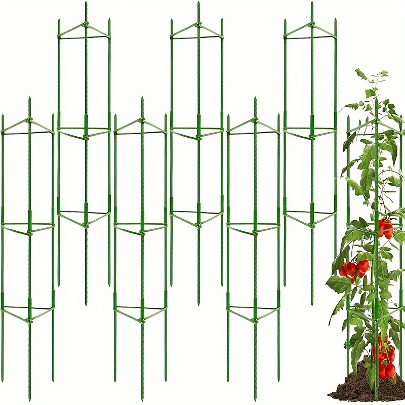 Image of 6sets Garden Tomato Cages, 48-inch (4 Feet) Adjustable Tomato Cage, Garden Stake , For Growing Garden Beds And Climbing Vegetable Tomato Plant Support (green)
