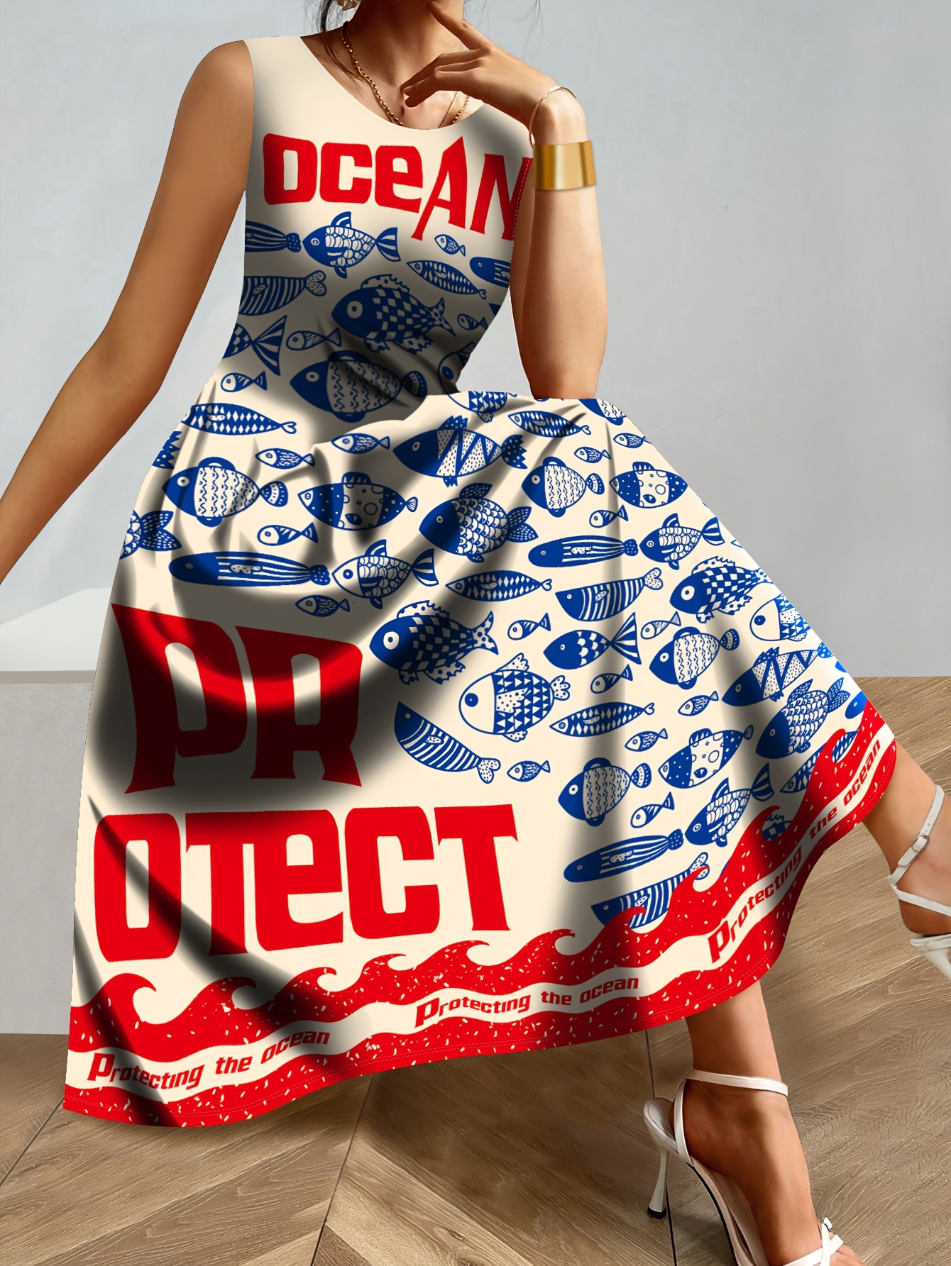 ocean themed dress sold on Temu United States