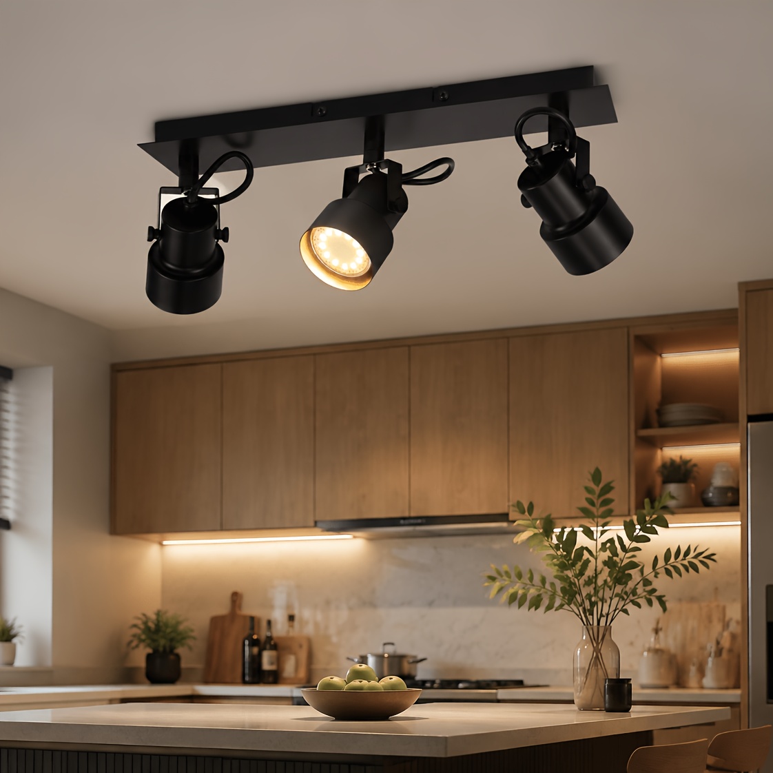 Image of Ceiling Spotlight Ceiling Light - Black Pendant Ceiling Light Round Spotlight Indoor Ceiling Spotlight Metal Gu10 Rotator, Suitable For Bedroom, Living Room, Kitchen (bulb Not Included)