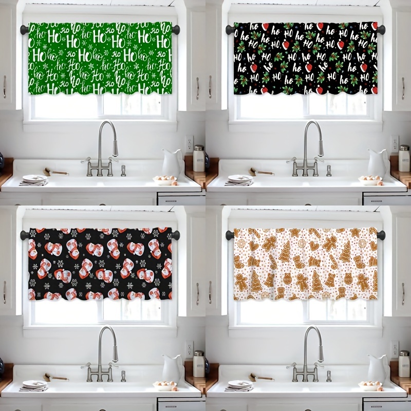 

Christmas Themed Polyester Window Valance - Festive Home Decor Curtain For Kitchen, Living Room, Dining - Rod Pocket Design, No Electricity Required, Easy Installation, 54" X 17.7" - 1pc