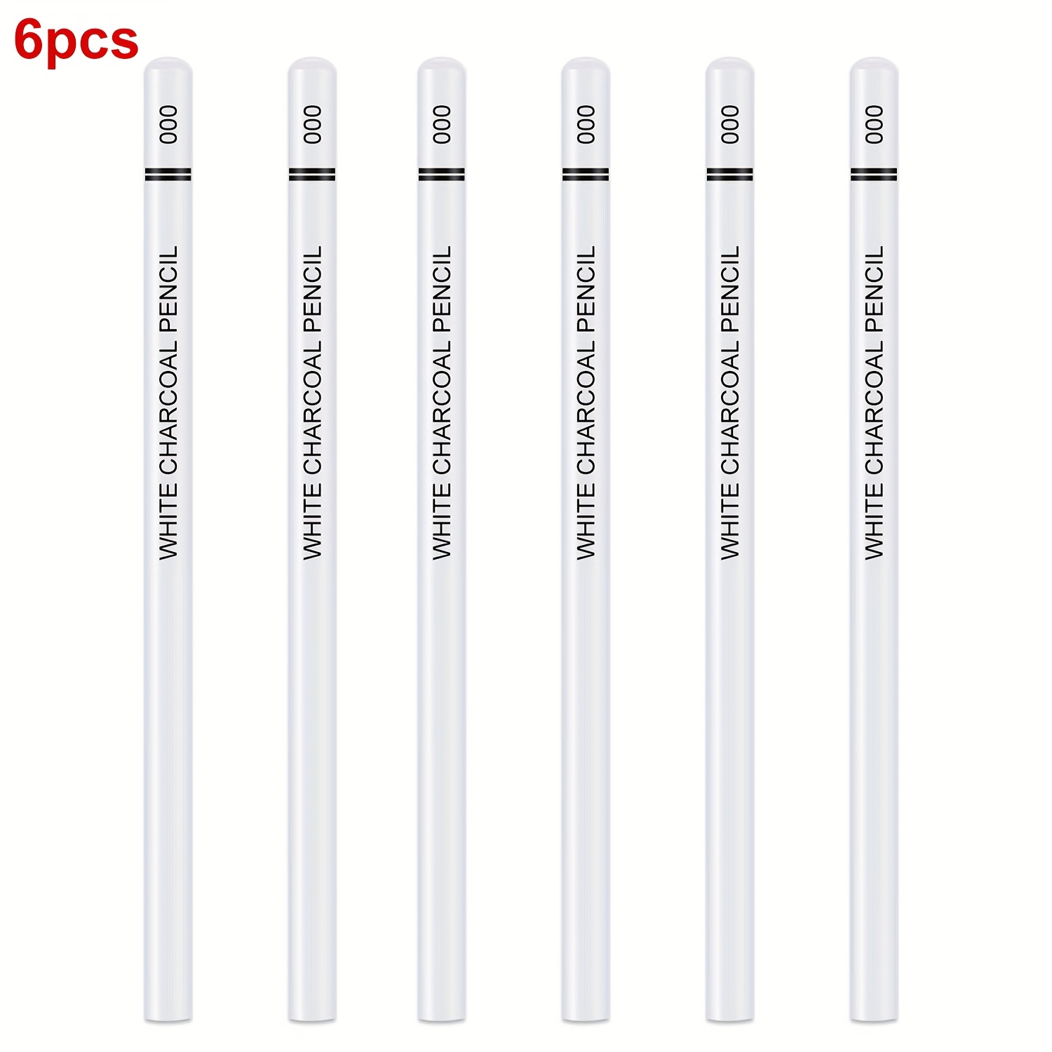 6pcs White Sketch Charcoal Pencils - Professional High Quality Sketch Highlight White Charcoal Wooden Pencils For Artist Drawing, Sketching, Blending, For Professional Artistic Use