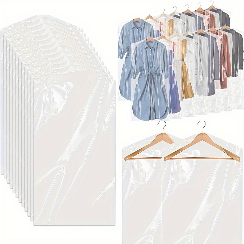 

50pcs Clear Plastic Garment For Hanging Clothes - Dustproof & Moisture- , Organizer For Closet Organization