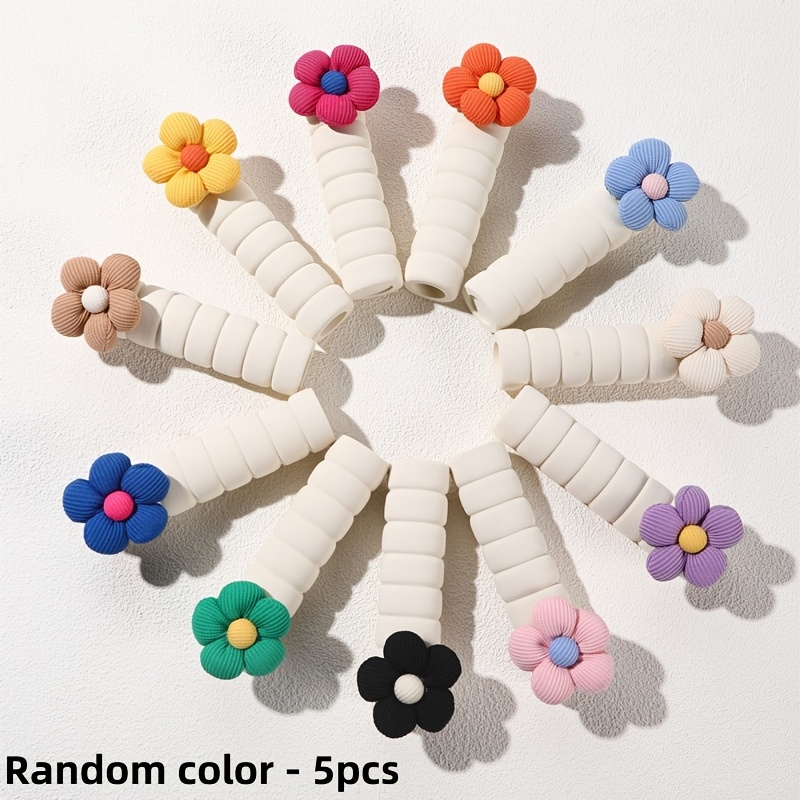 TEMU Lot de 5 protège-poignées de porte de fleur, manchons de silencieux -collision pour portes de maison, accessoires de rénovation de poignées de