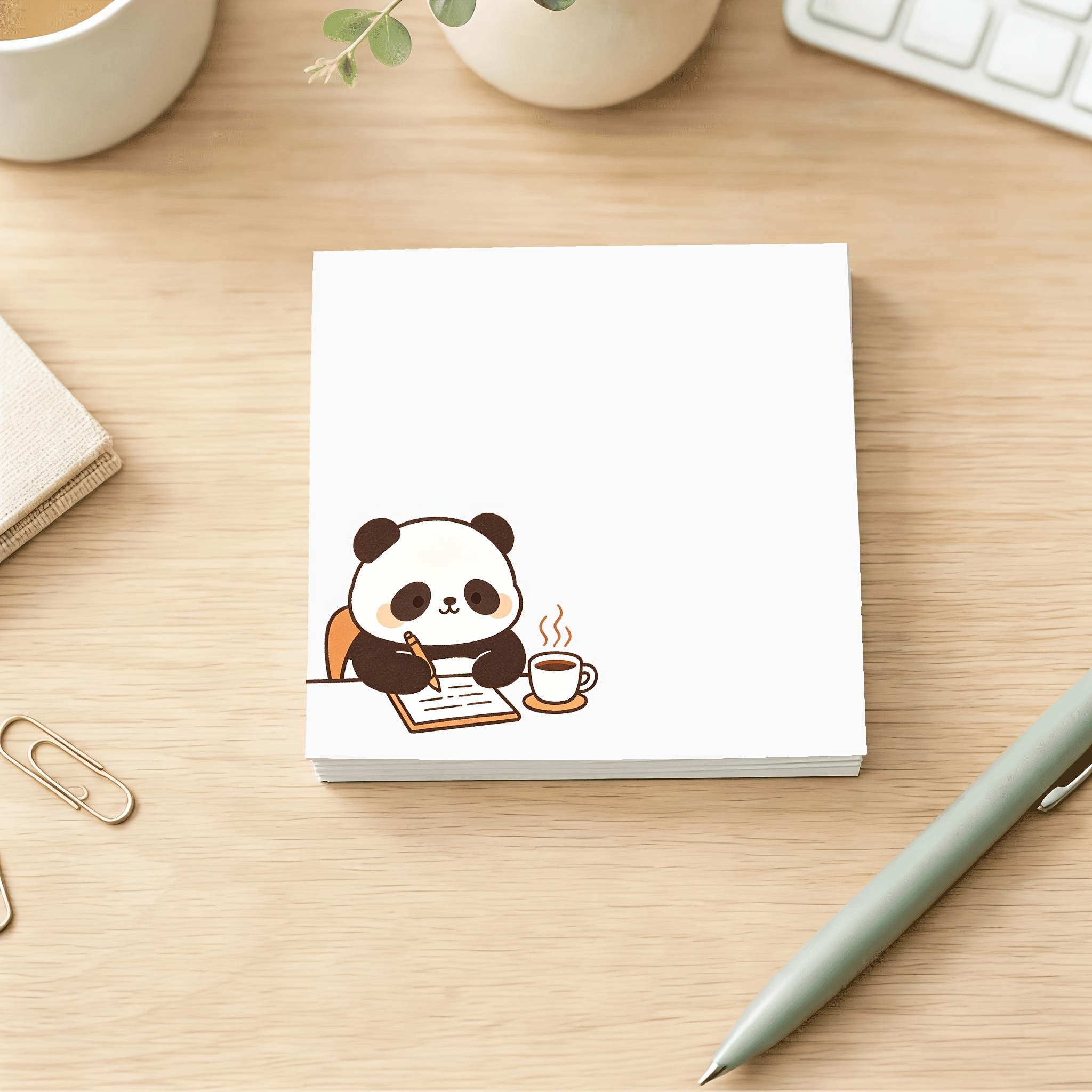 TEMU 50 Sheets Cute Panda Sticky Notes Suitable For Journaling, Scrapbooking & Gifts - Adorable Kawaii Panda Notepad With Square Pages, Panda-themed
