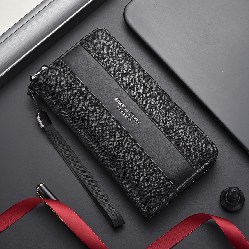 Cartera larga para hombre con gran capacidad, múltiples ranuras para tarjetas, monedero, tarjetero y clutch para .