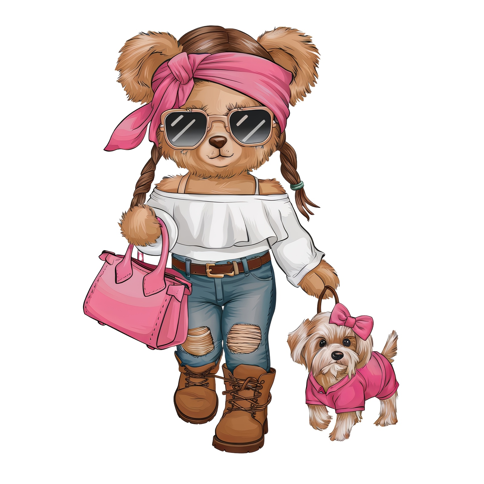 

Chic & Cute Female Bear Iron-on Transfer Decal - Diy T-shirts, Jeans, Backpacks, Hats & Pillow Decorations, Colors, Vinyl Material, Clothing Supplies