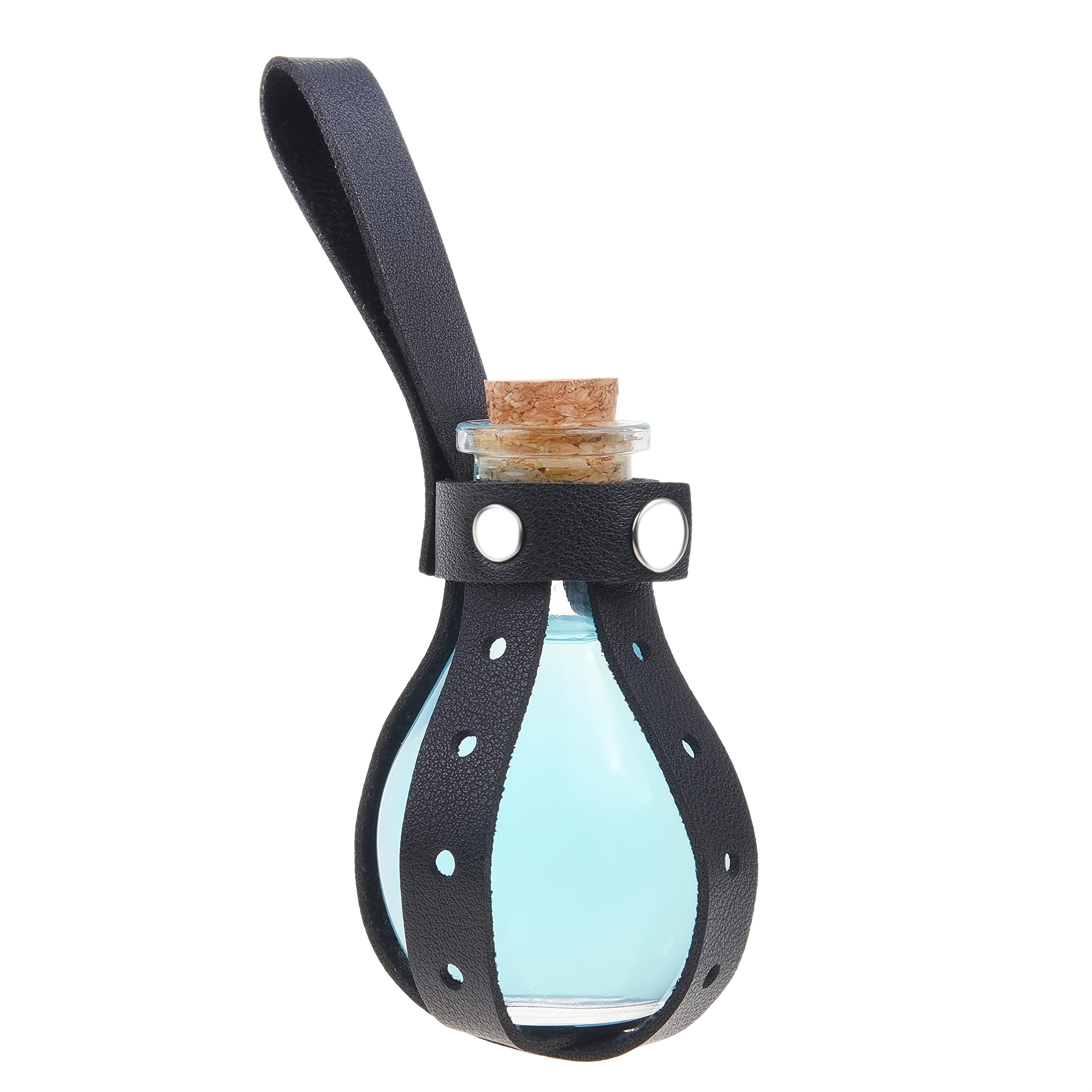 Clear Spherical Cosplay Potion Bottle With A Holder, Perfect For Wizard And Witch Costumes, Featuring A Stopper, Holder, And Belt Loop. For Halloween