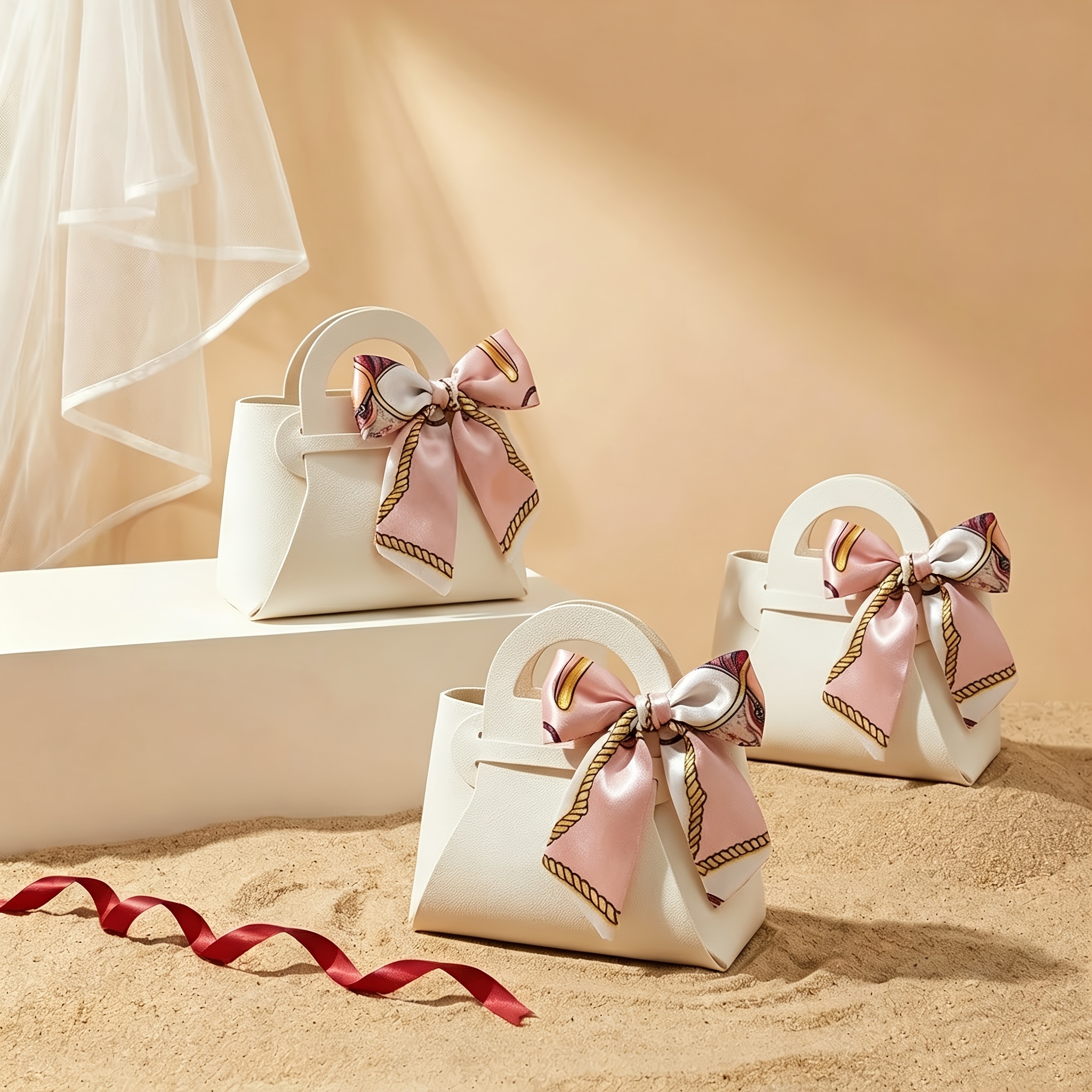 TEMU Ensemble de 14 sacs cadeaux luxueux en cuir PU mini avec 14 , fournitures d'emballage cadeau élégantes pour de mariage, enterrement de vie de