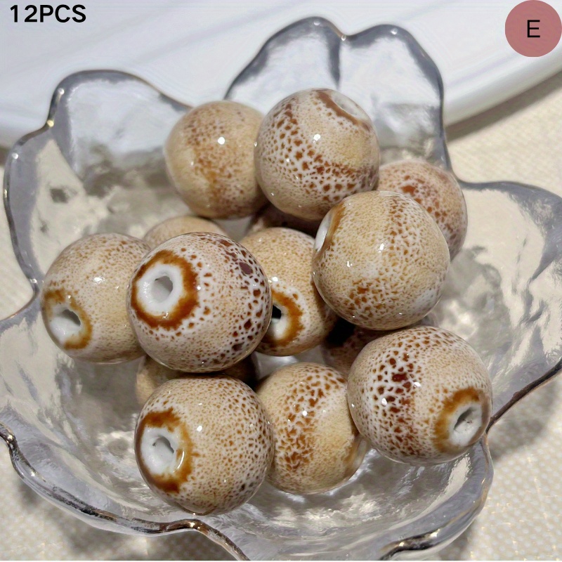 TEMU 12 pz Perline Grandi in Ceramica Maculata da 18 mm | Adatte per Realizzare Braccialetti, Collane, Decorazioni per la Casa e Regali Fai da Te per