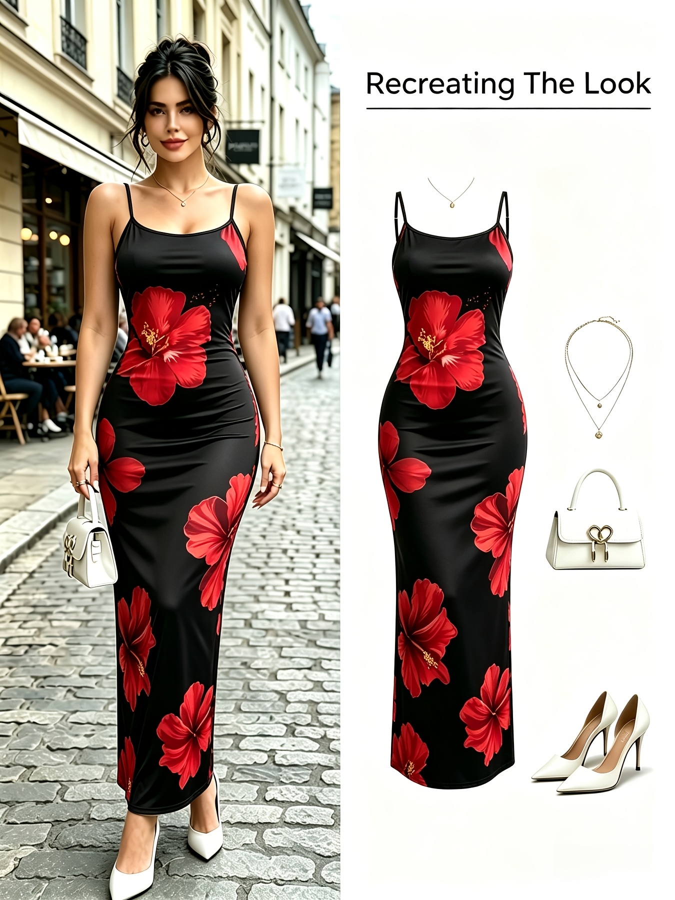 Vestido Cami Estampado com Alças Ajustáveis para Mulher 5