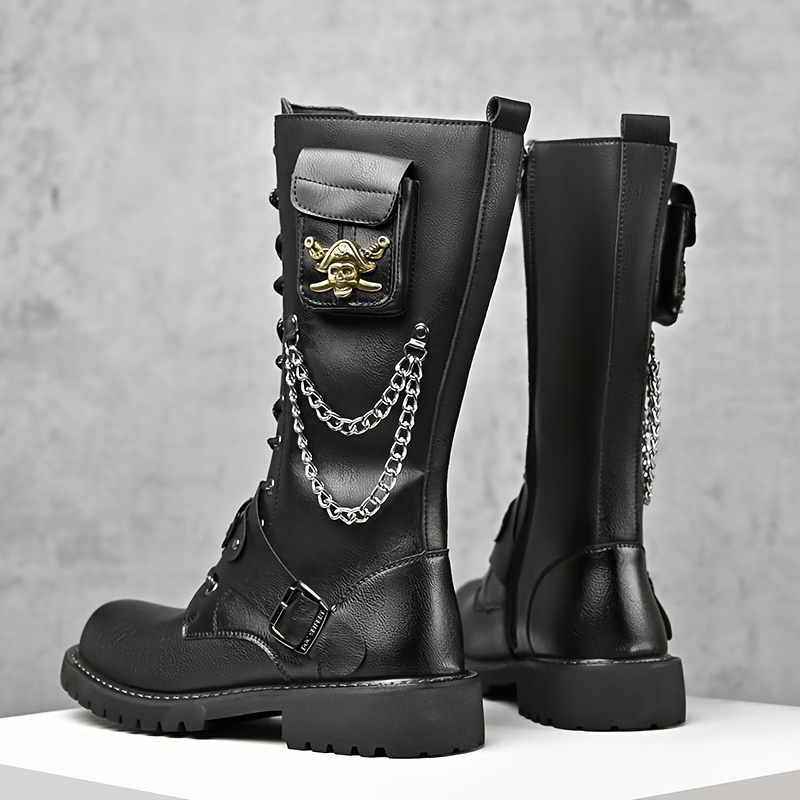 1pr mens boots street style punk rock lace up zipper combat 1pr mens boots street style punk rock lace up zipper combat